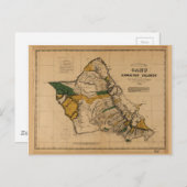 Kaart van Oahu, Hawaïaans eiland (1881) (Voorkant / Achterkant)