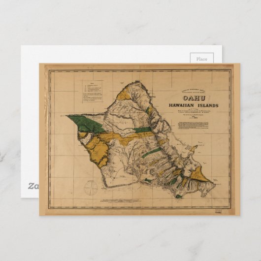 Kaart van Oahu, Hawaïaans eiland (1881) (Voorkant / Achterkant)