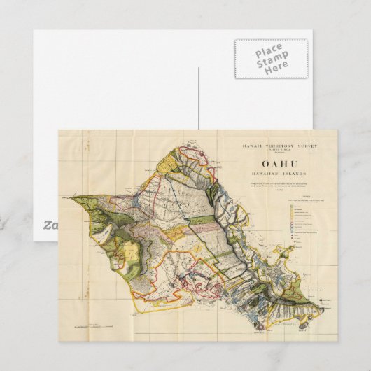  kaart van Oahu Hawaii (1906) (Voorkant / Achterkant)