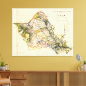 kaart van Oahu Hawaii (1906) Canvas Afdruk (Insitu (Woonkamer))
