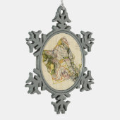  kaart van Oahu Hawaii (1906) Tin Sneeuwvlok Ornament (Links)
