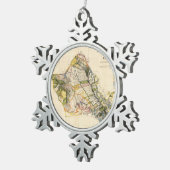  kaart van Oahu Hawaii (1906) Tin Sneeuwvlok Ornament (Rechts)