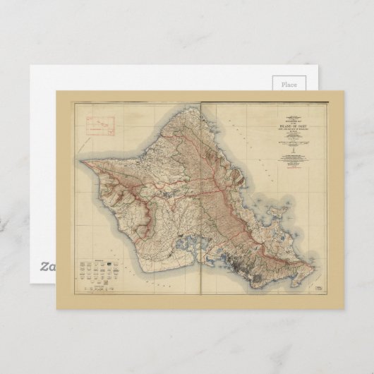 Kaart van Oahu, Hawaii (1938) (Voorkant / Achterkant)