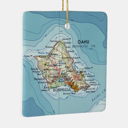  kaart van Oahu Keramisch Ornament (Rechts)