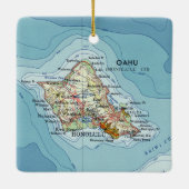  kaart van Oahu Keramisch Ornament (Achterkant)