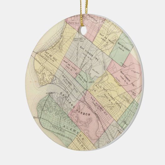  kaart van Oakland California (1878) Keramisch Ornament (Links)