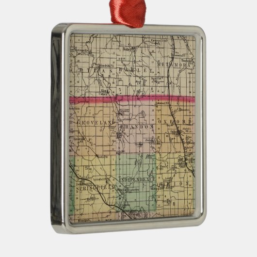 Kaart van Oakland County, Michigan Metalen Ornament (Rechts)