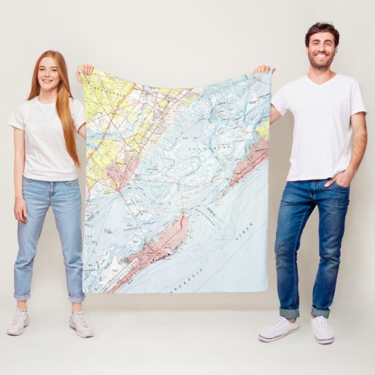  kaart van Ocean City NJ (1952) Fleece Deken (In situ)