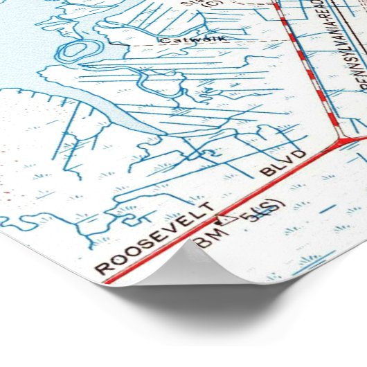  kaart van Ocean City NJ (1952) Poster (Hoek)