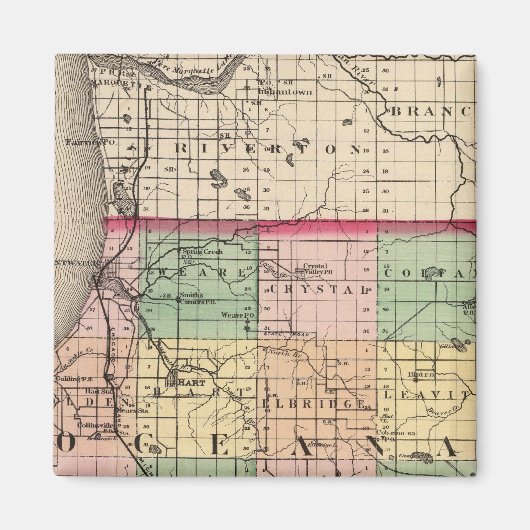 Kaart van Oceana County, Michigan Magneet (Voorkant)