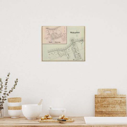 Kaart van Oceanic en Fair Haven, NJ Poster (Keuken)