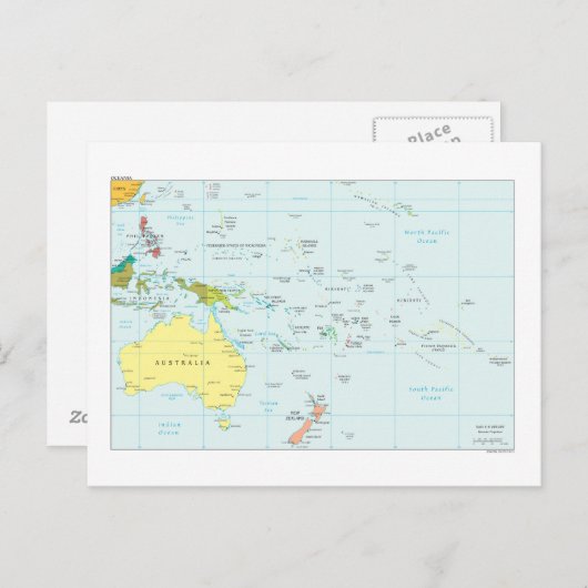 Kaart van Oceanië (Voorkant / Achterkant)