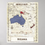 Kaart van Oceanië Poster (Voorkant)