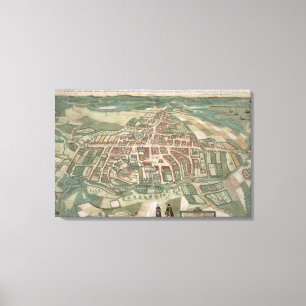 Kaart van Odense, van "Civitates Orbis Terrarum" d Canvas Afdruk