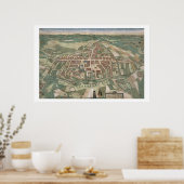 Kaart van Odense, van "Civitates Orbis Terrarum" d Poster (Keuken)