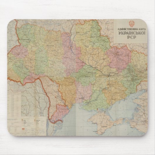  kaart van Oekraïne (1947) Muismat (Voorkant)
