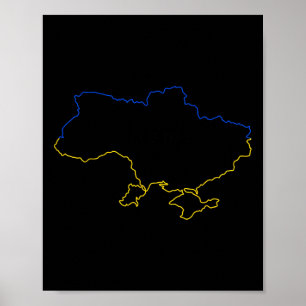 Kaart van Oekraïne met blauwe en gele kleuren Oekr Poster