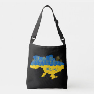 Kaart van Oekraïne met zonnebloem en Oekraïense vl Crossbody Tas