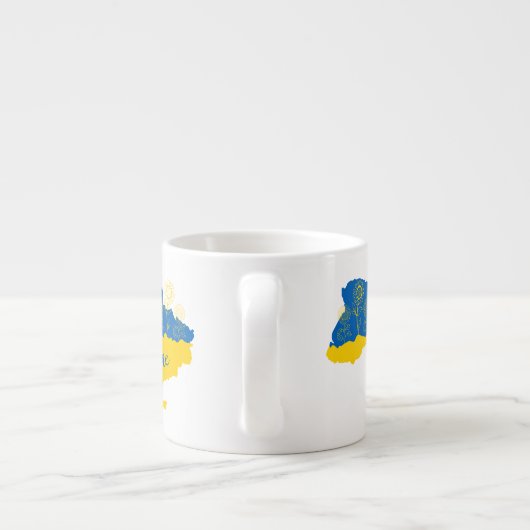 Kaart van Oekraïne met zonnebloem en Oekraïense vl Espresso Kop (Achterkant)