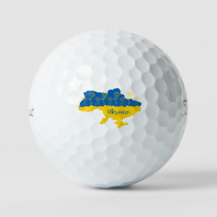 Kaart van Oekraïne met zonnebloem en Oekraïense vl Golfballen
