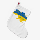 Kaart van Oekraïne met zonnebloem en Oekraïense vl Grote Kerstsok (Voorkant (Hangend))