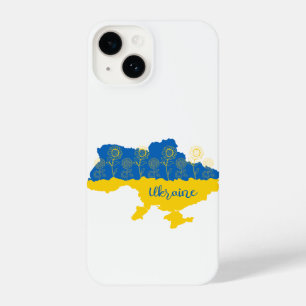 Kaart van Oekraïne met zonnebloem en Oekraïense vl iPhone 14 Hoesje