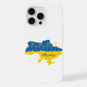 Kaart van Oekraïne met zonnebloem en Oekraïense vl iPhone 15 Pro Max Case