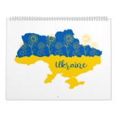 Kaart van Oekraïne met zonnebloem en Oekraïense vl Kalender (Hoes)