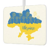 Kaart van Oekraïne met zonnebloem en Oekraïense vl Luchtverfrisser (Links)