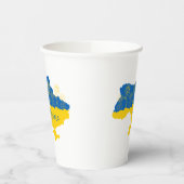 Kaart van Oekraïne met zonnebloem en Oekraïense vl Papieren Bekers (Links)