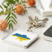 Kaart van Oekraïne met zonnebloem en Oekraïense vl Sleutelhanger (Zijkant)