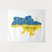 Kaart van Oekraïne met zonnebloem en Oekraïense vl Wandkleed (Voorkant (horizontaal))