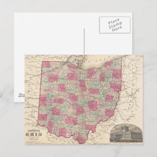  kaart van Ohio (1864) (Voorkant / Achterkant)