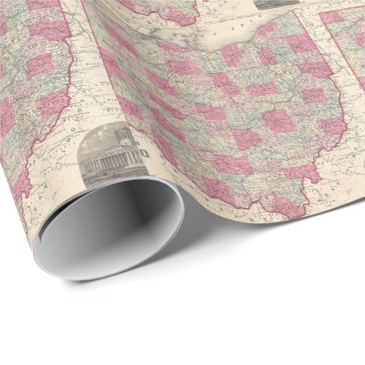  kaart van Ohio (1864) Cadeaupapier (Rol Hoek)