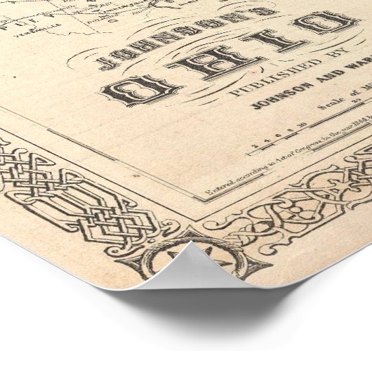 kaart van Ohio (1864) Poster (Hoek)