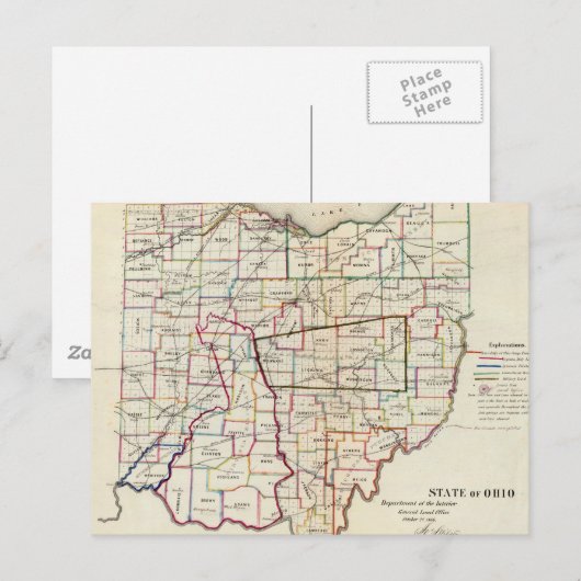  kaart van Ohio (1866) (Voorkant / Achterkant)