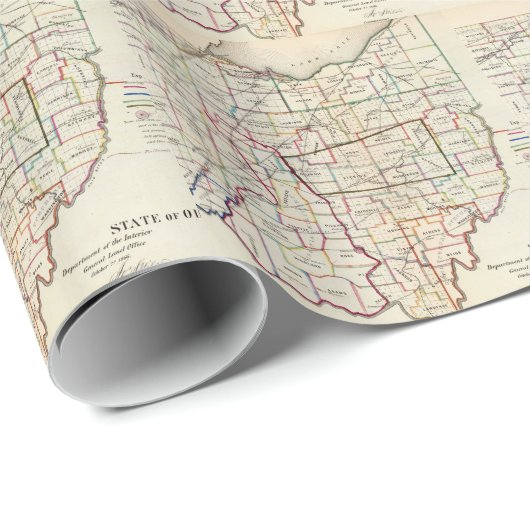 kaart van Ohio (1866) Cadeaupapier (Rol Hoek)