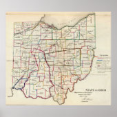 kaart van Ohio (1866) Poster (Voorkant)