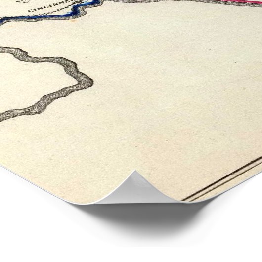  kaart van Ohio (1866) Poster (Hoek)