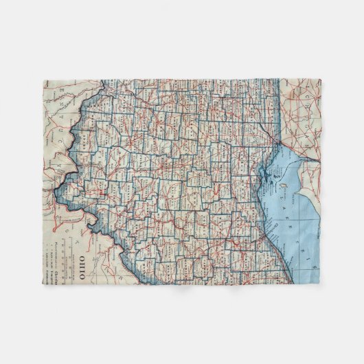  kaart van Ohio (1921) Fleece Deken (Voorkant (Horizontaal))