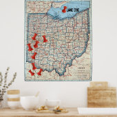  kaart van Ohio (1921)  kaartteller Poster (Keuken)