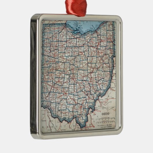  kaart van Ohio (1921) Metalen Ornament (Rechts)