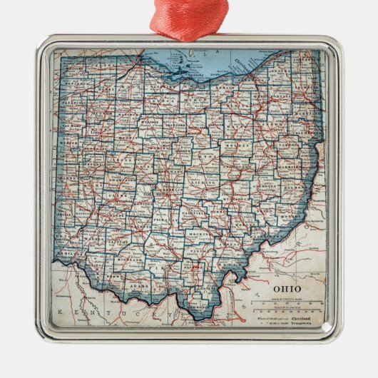  kaart van Ohio (1921) Metalen Ornament (Voorkant)
