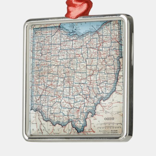  kaart van Ohio (1921) Metalen Ornament (Links)
