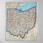  kaart van Ohio (1921) Poster (Voorkant)