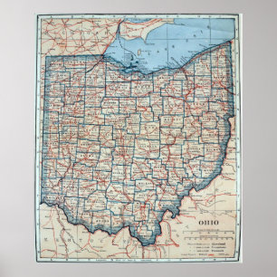  kaart van Ohio (1921) Poster