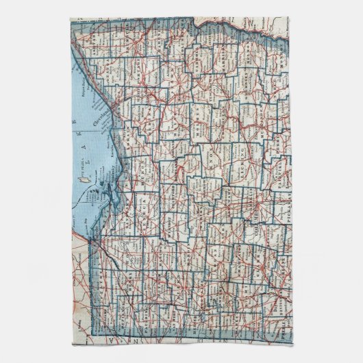  kaart van Ohio (1921) Theedoek (Verticaal)