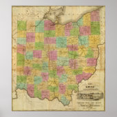 Kaart van Ohio 2 Poster (Voorkant)
