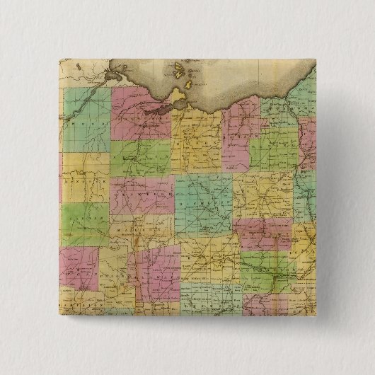Kaart van Ohio 2 Vierkante Button 5,1 Cm (Voorkant)