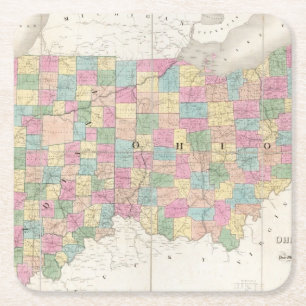 Kaart van Ohio en Indiana Kartonnen Onderzetters